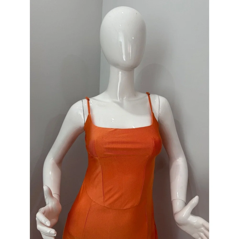 Micas Orange Maxi Dress Corset Style Slit Evening Party Cocktail‎ Dress L